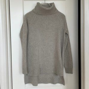 Ann Taylor Grey Cashmere Turtleneck Tunic Sweater High Low Size Medium